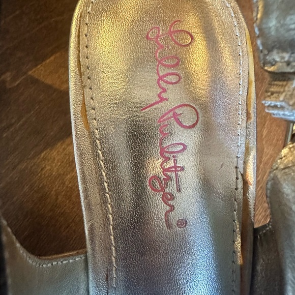 Lilly Pulitzer Metallic Gold Platform Shoes New - Picture 3 of 7